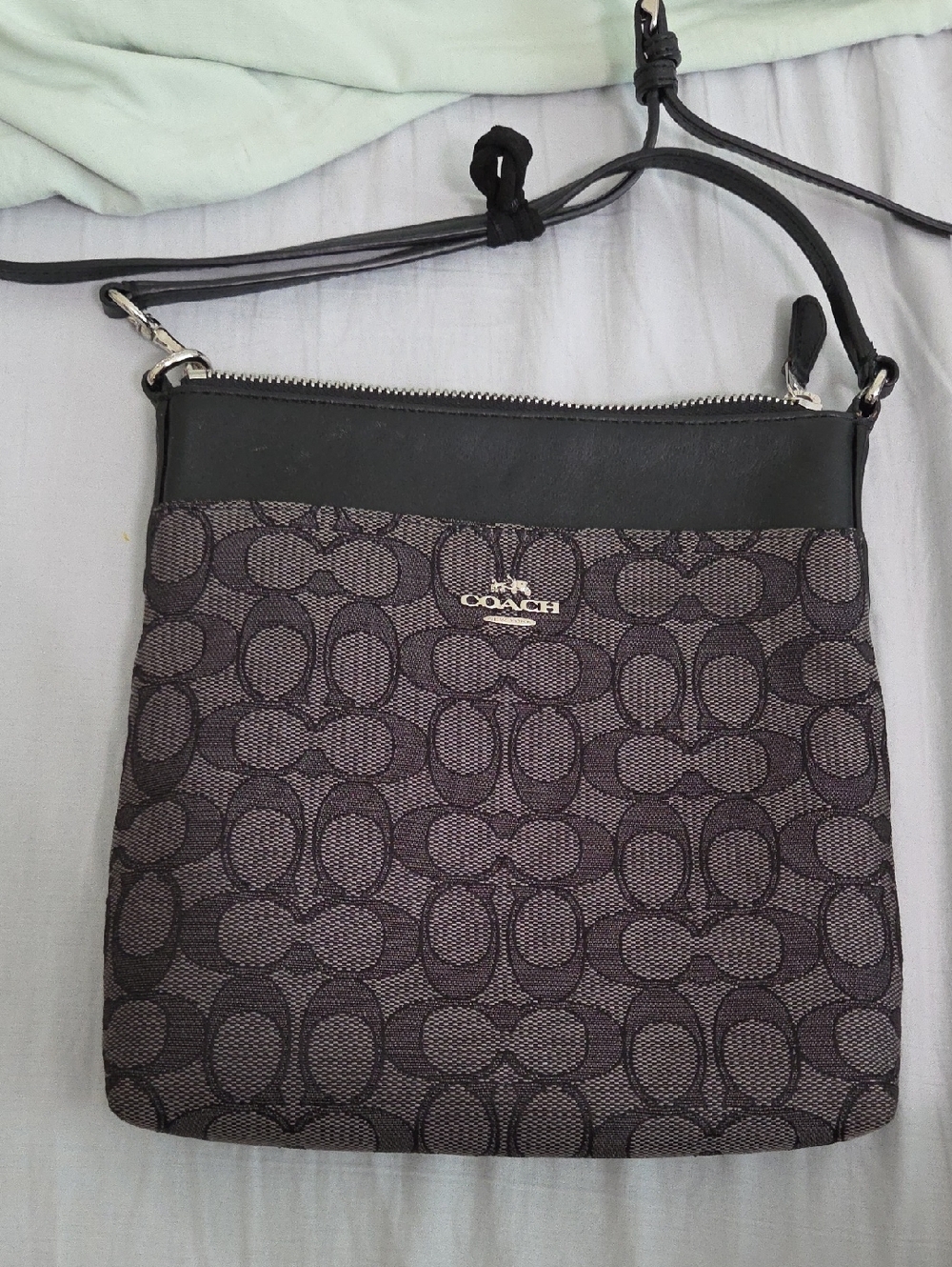 Coach Crossbody Bag in Black and Charcoal Signature Jacquard
